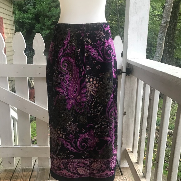 Wayne R. Velvet Paisley Skirt 10P FREE SHIP - Picture 3 of 4